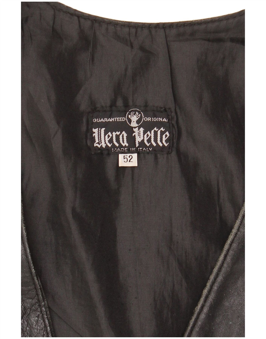 VINTAGE Lædervest til mænd IT 52 Stort sort læder