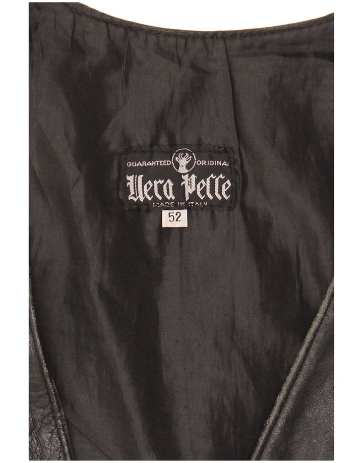 VINTAGE Lædervest til mænd IT 52 Stort sort læder