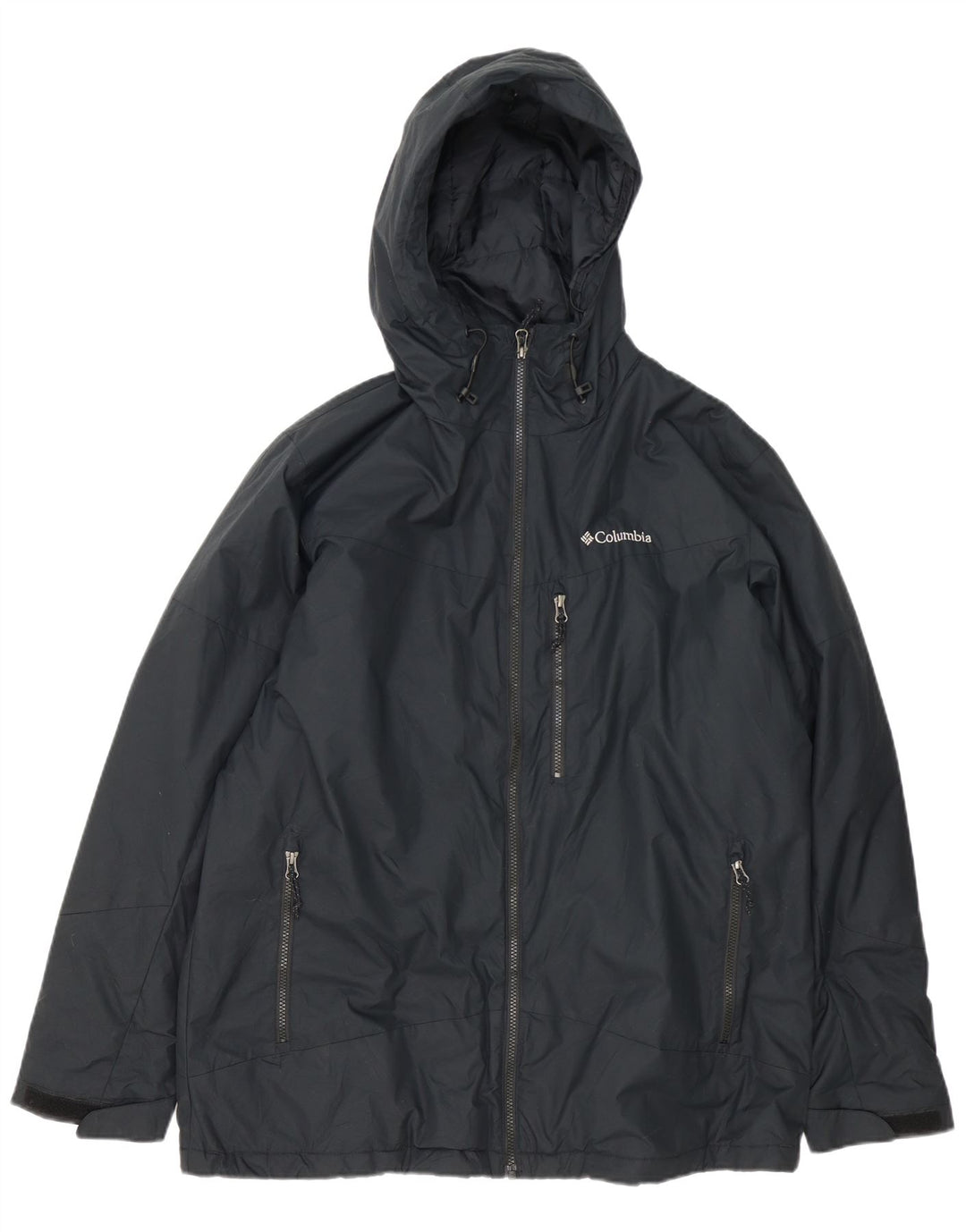 Columbia Herre Hooded Windbreaker Jacket UK 40 Large Black Nylon