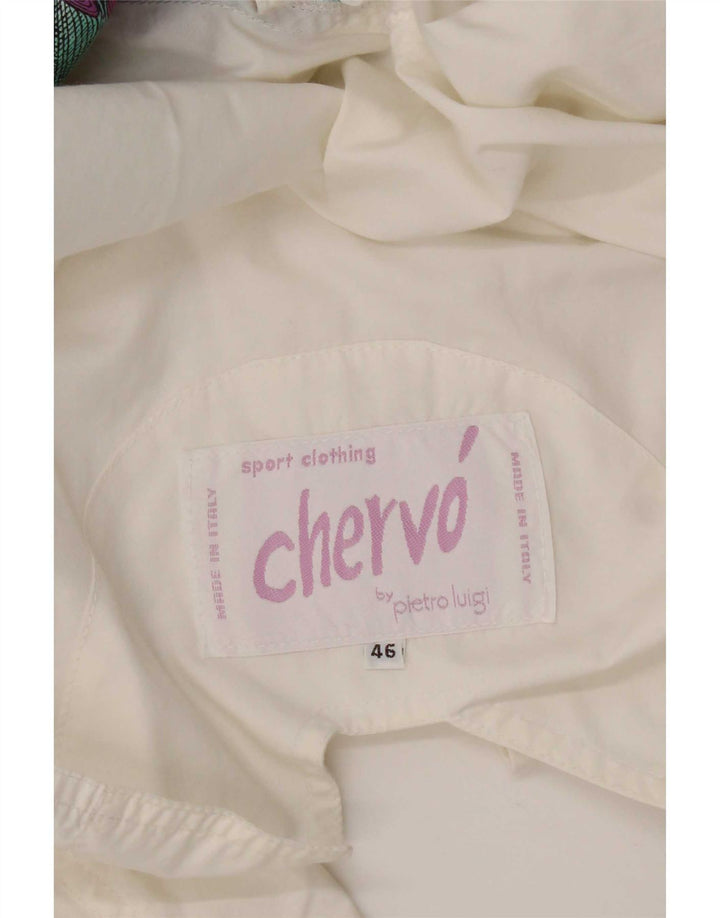 Chervo Womens Loose Fit Bomber Jacket IT 46 Large White Floral Bomuld