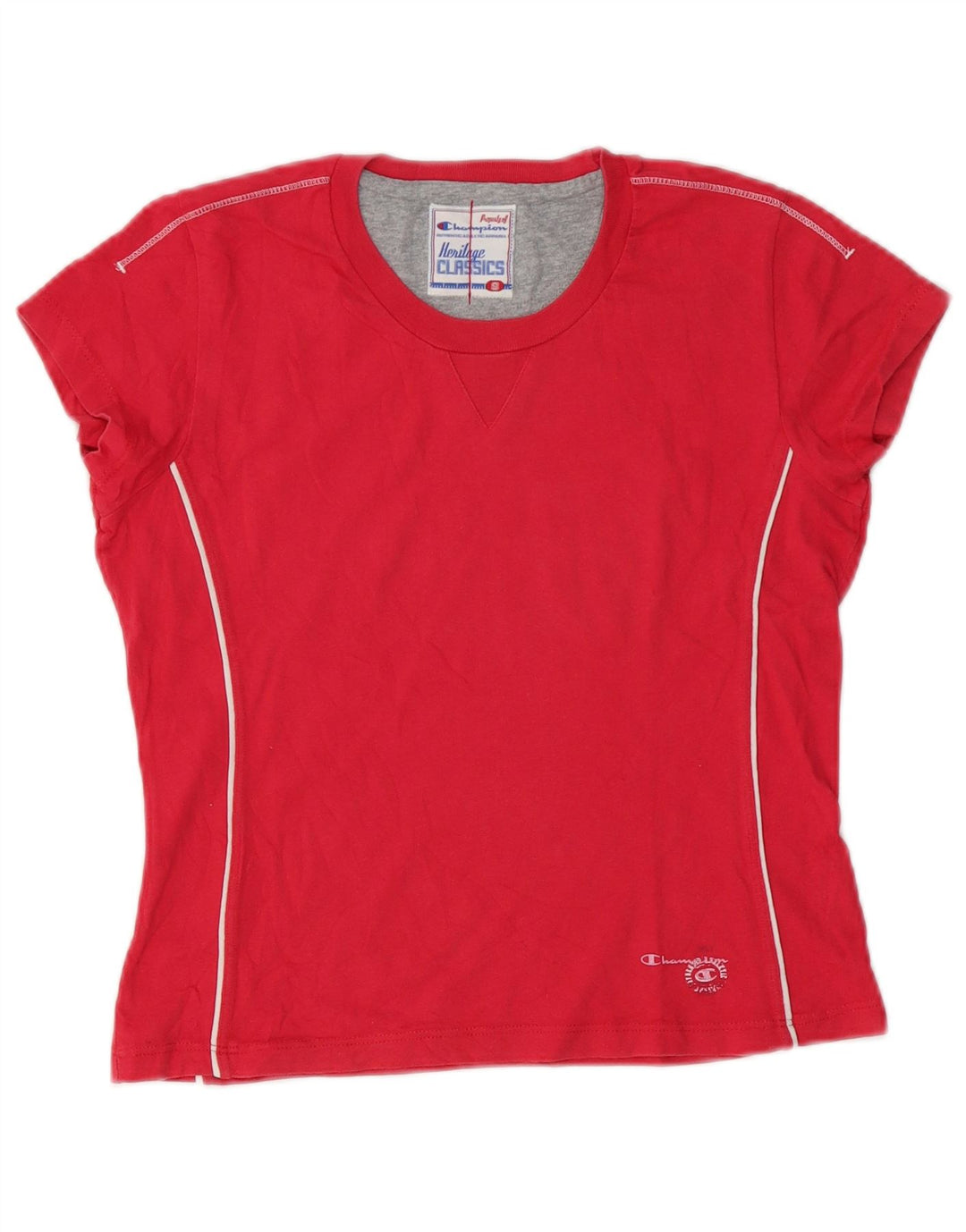 Champion Womens Heritage Classics T-Shirt Top UK 10 Small Red Bomuld