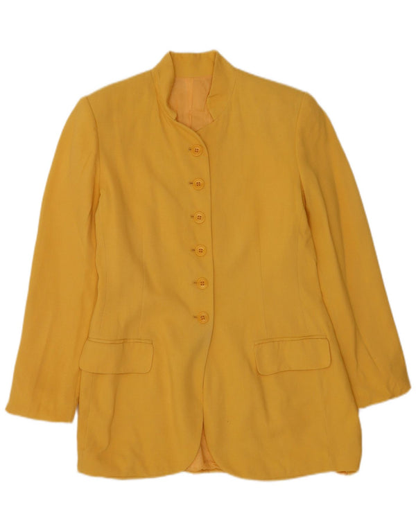 Hobbs Dame Marilyn Anselm 6 Button Blazer Jacket UK 12 Medium Yellow Silke