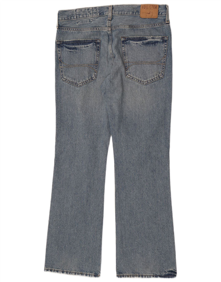 Hollister Herre Distressed Bootcut Jeans W34 L32 Blå Bomuld