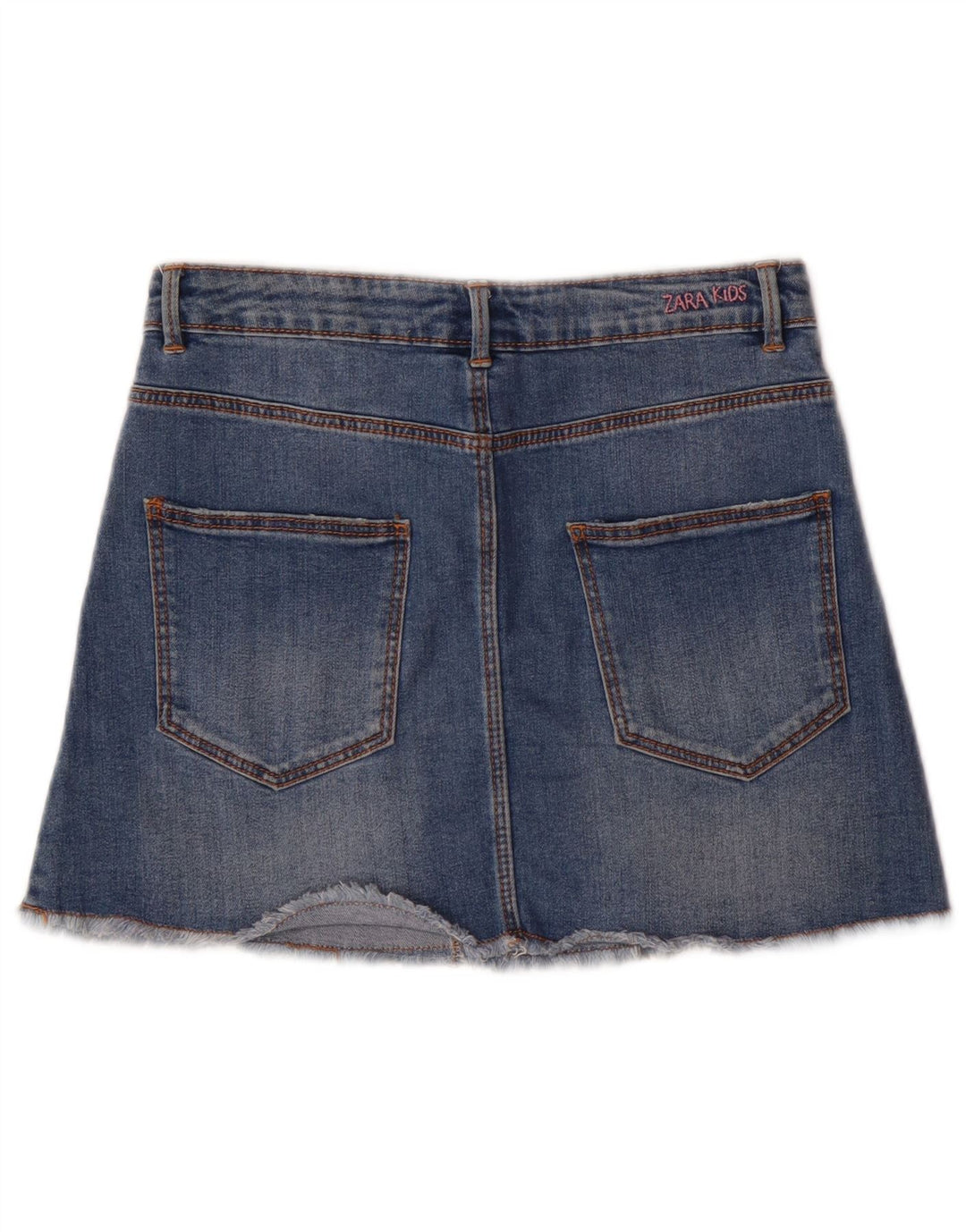 Zara Girls Distressed Denim Skirt 11-12 Years Blue