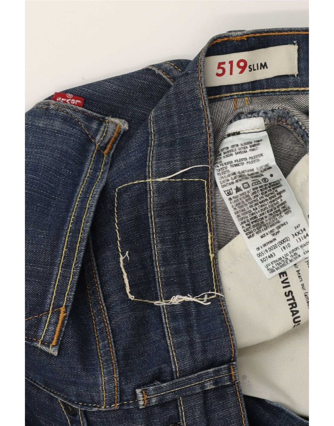 Levi's Herre 519 Slim Jeans W34 L34 Blå Bomuld