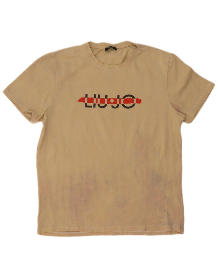 Liu Jo Herre grafisk T-shirt Top Medium Beige