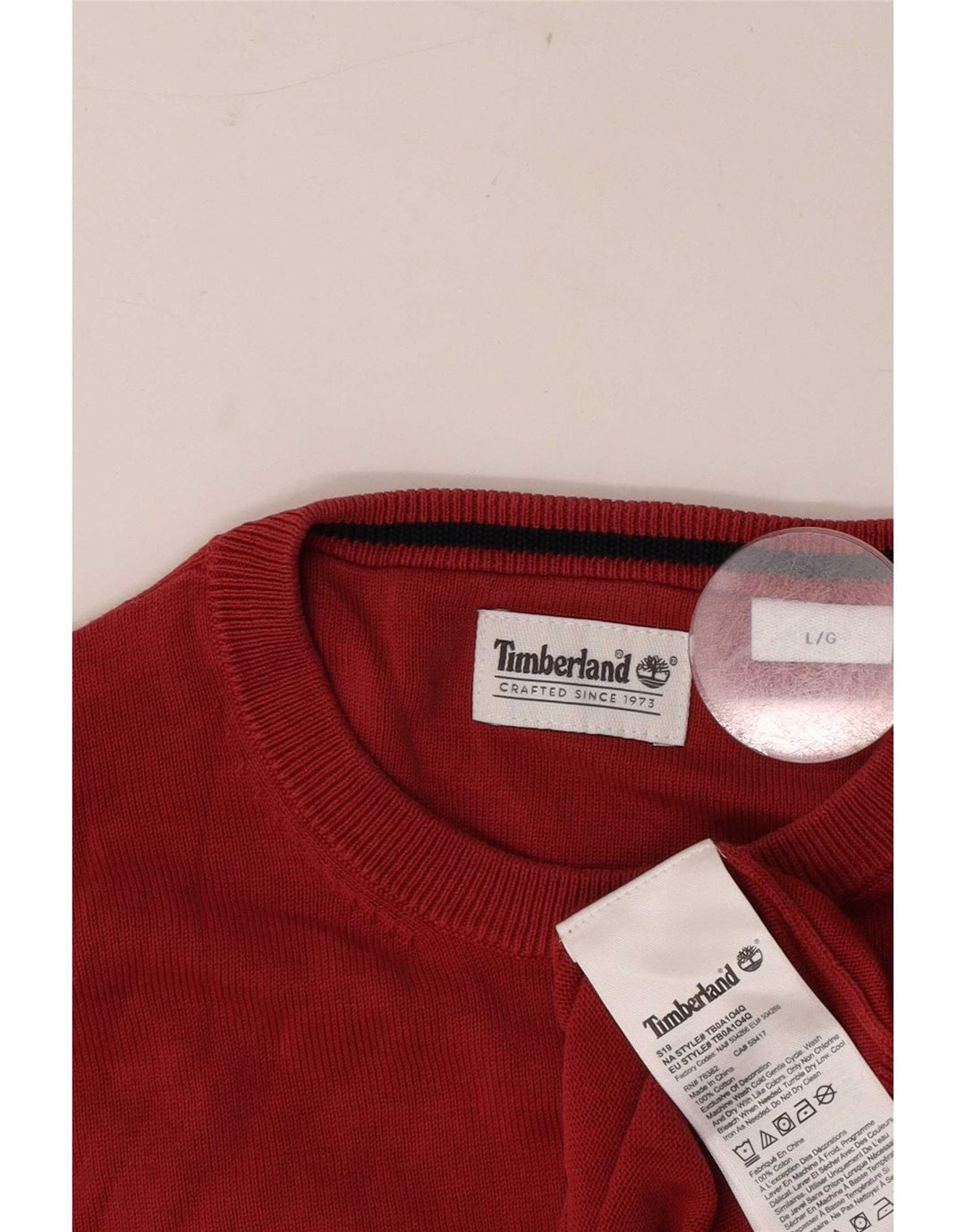 Timberland Herre sweater med rund hals, stor rød bomuld