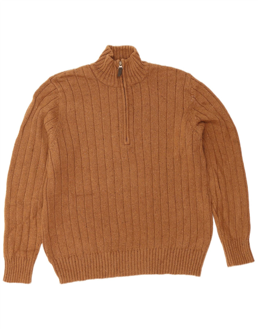 EDDIE BAUER Herre sweater med lynlåshals mellem brun flækket bomuld