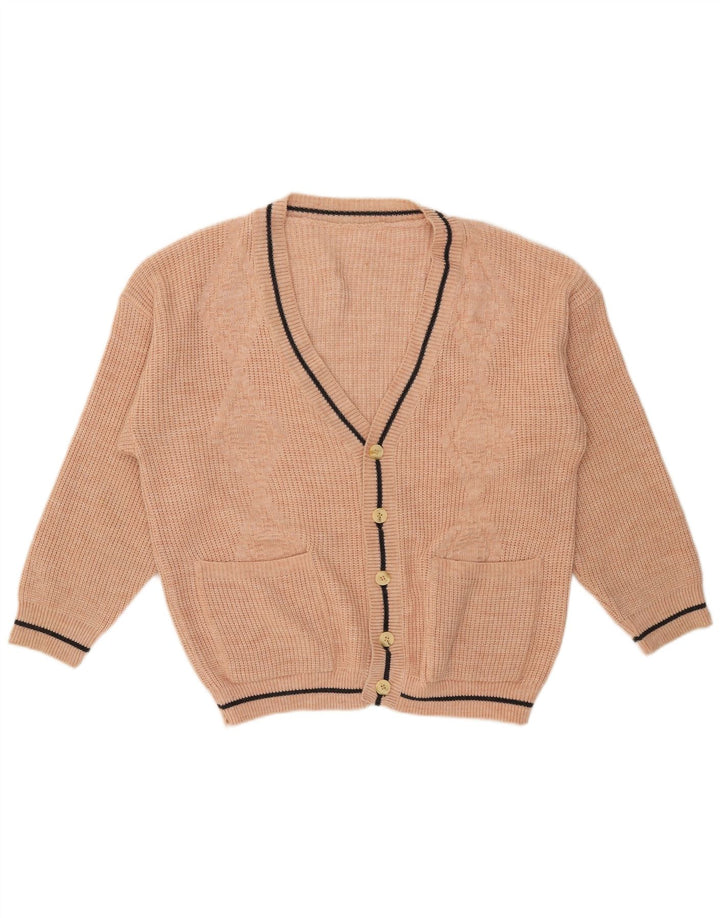 Vintage Herre Loose Fit Cardigan Sweater Medium Beige Akryl