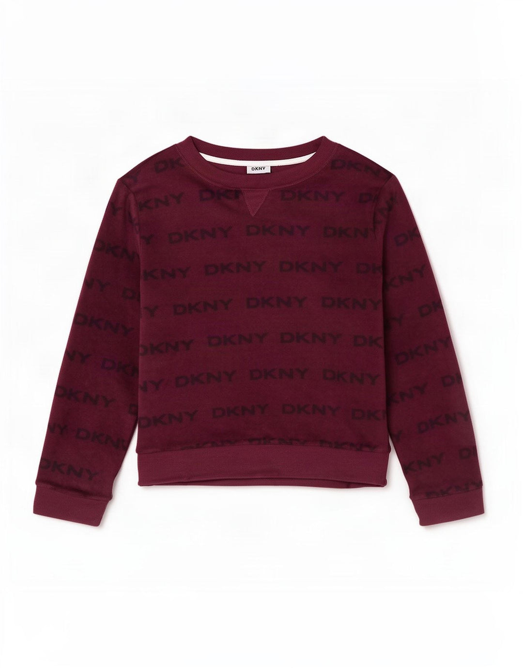 Dkny Dame Grafisk Top Langærmet UK 18 XL Maroon Polyester
