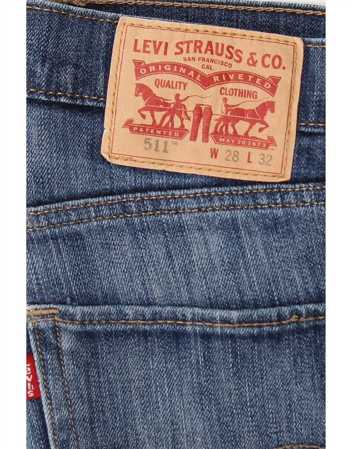 Levi's Herre 511 Distressed Slim Jeans W28 L29 Blå Bomuld