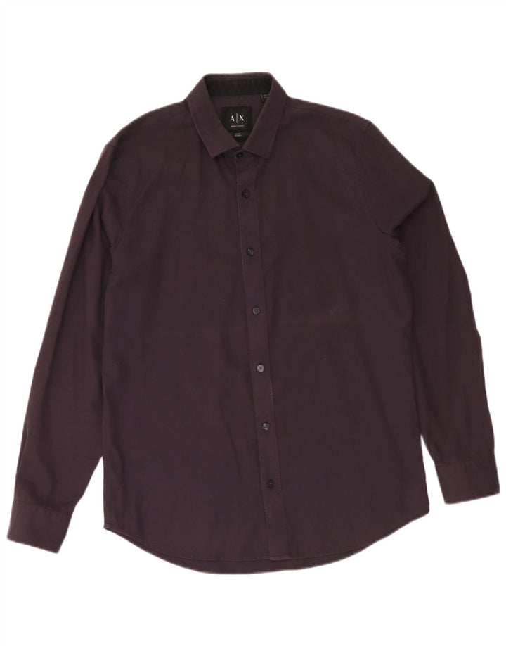 Armani Exchange Herre Regular Fit skjorte Medium Sort Bomuld