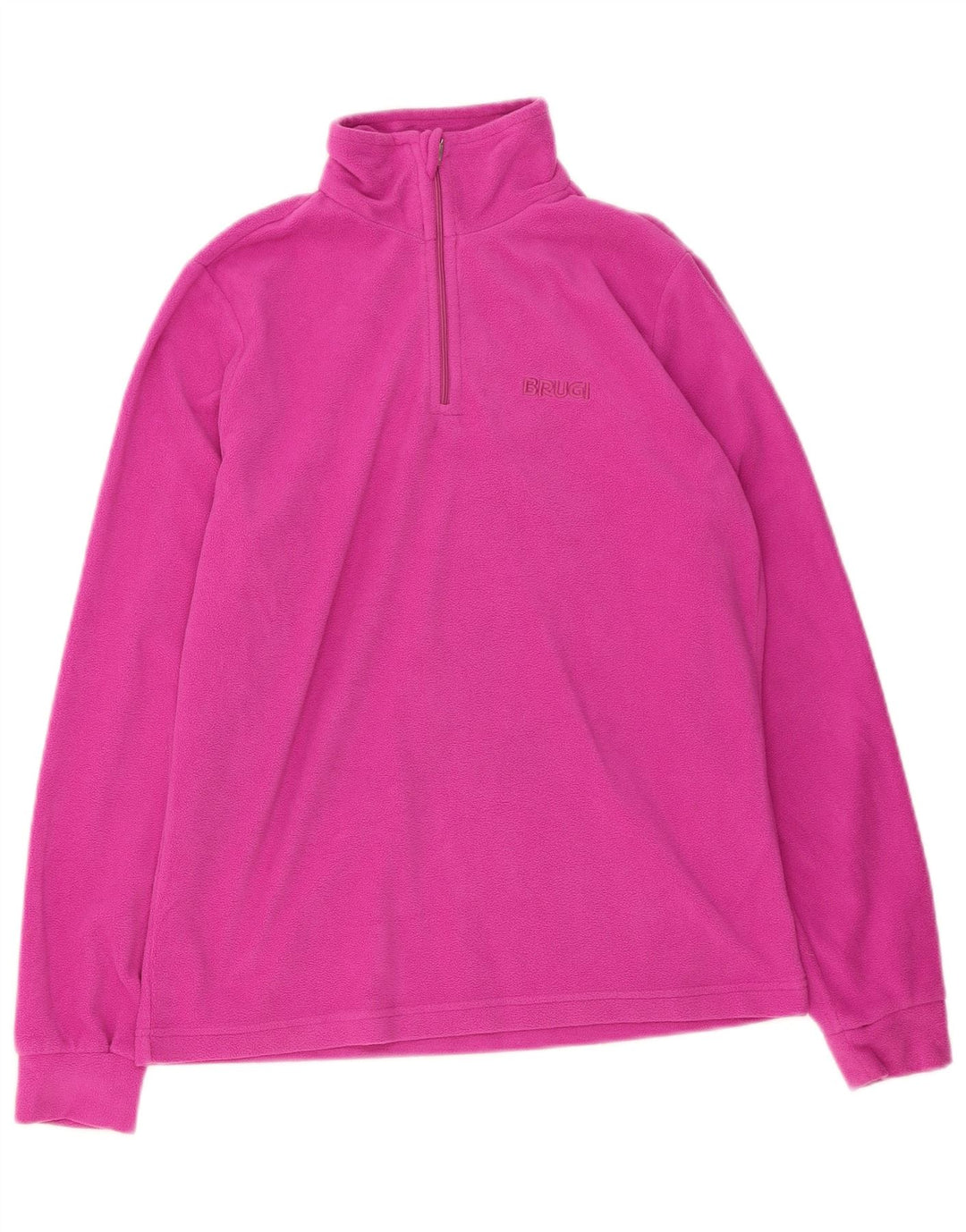BRUGI Womens Zip Neck Fleece Jumper UK 14 Medium Pink Polyester
