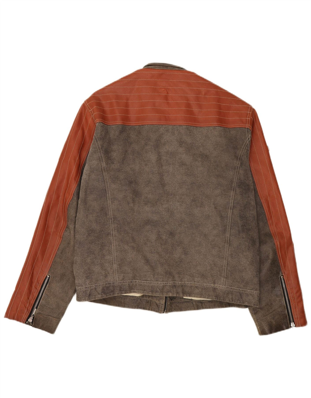 Tom Tailor Herre ruskindsjakke UK 44 2XL Brun Colourblock Læder