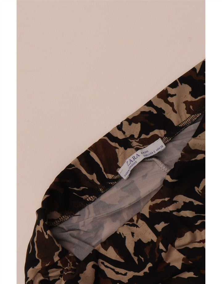 Zara Dame Capri Træningsdragt Bukser UK 8 Small Multicolored Camouflage