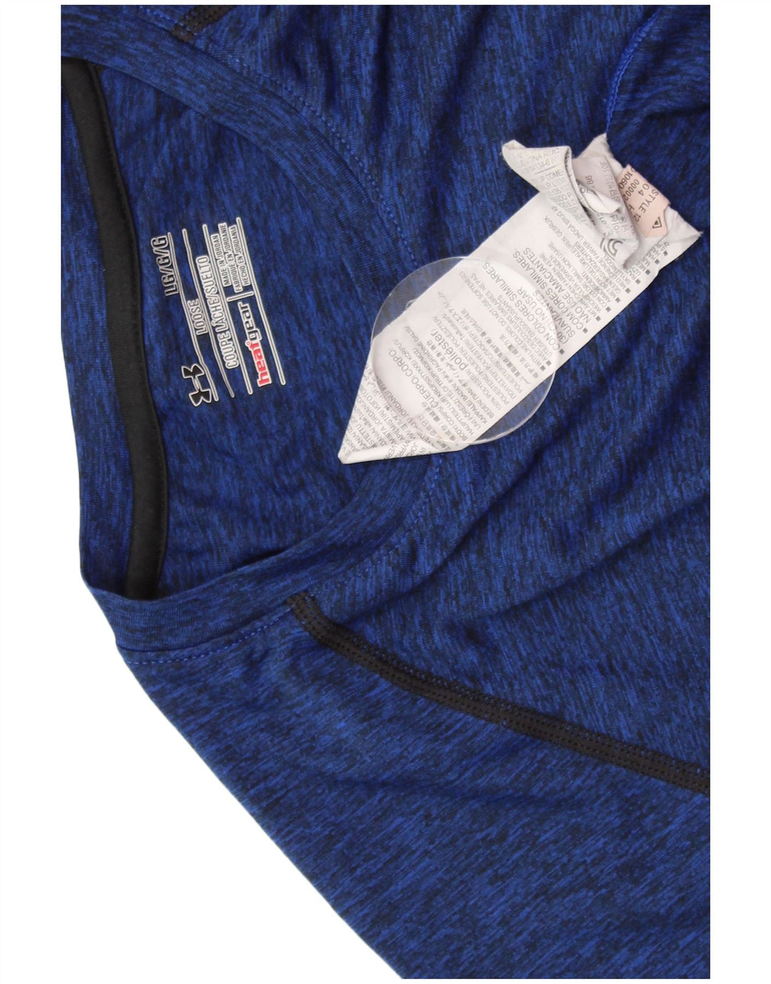 UNDER ARMOUR Herre Heat Gear T-Shirt Top Large Blue Flecked Polyester