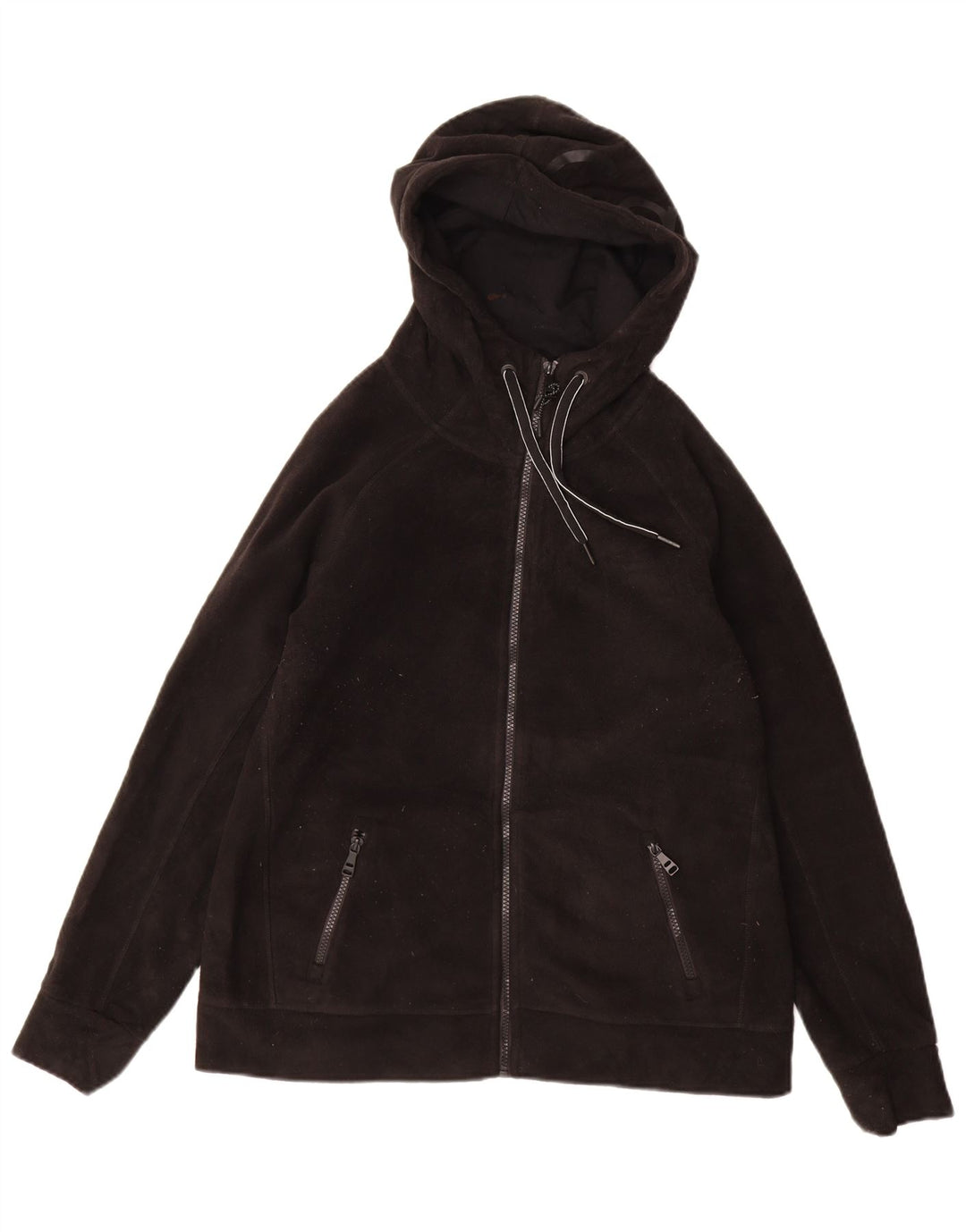 CALVIN KLEIN Grafisk fleecejakke med hætte til kvinder UK 14 Medium Sort