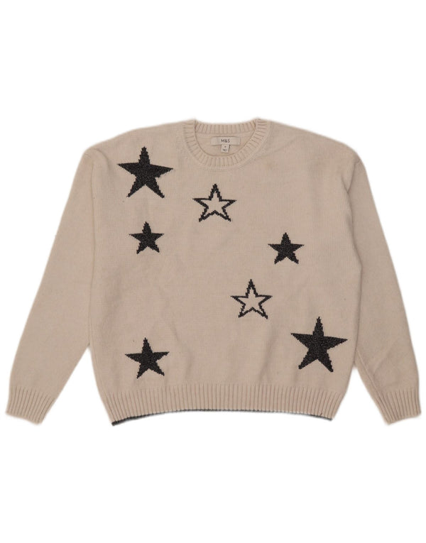 Marks & Spencer Dame sweater med rund hals DK 14 Medium Off White