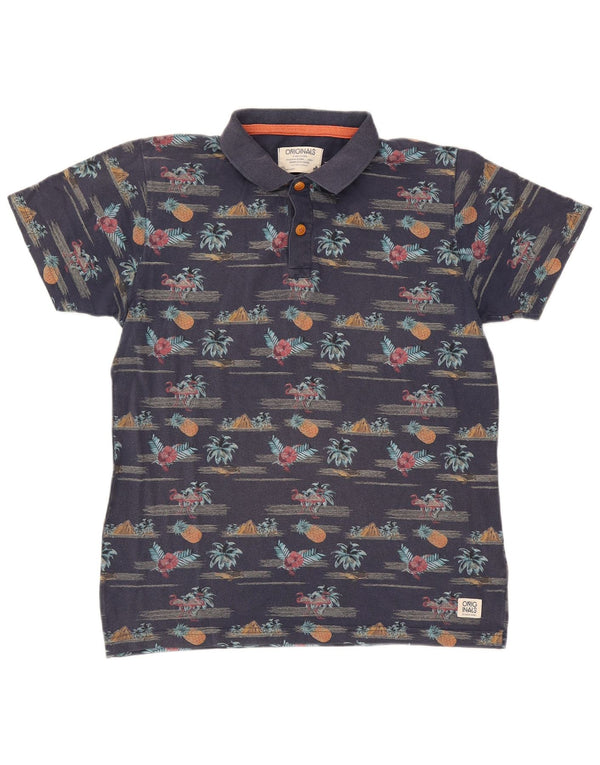 Jack & Jones herre poloskjorte stor marineblå blomsterbomuld