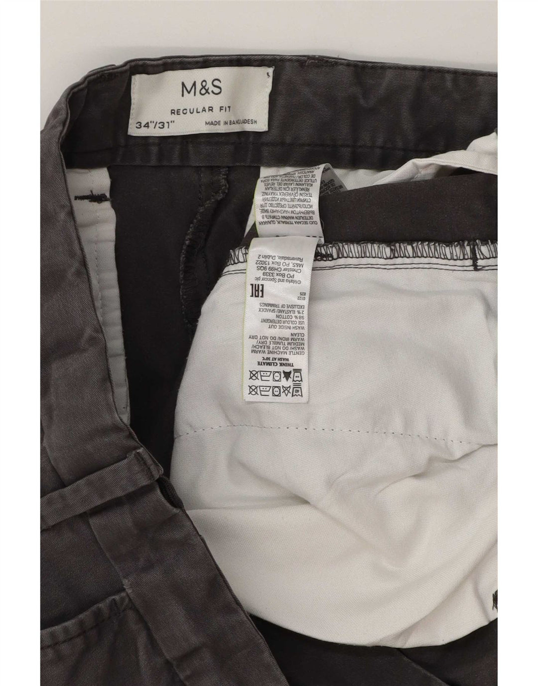 Marks & Spencer Herre Regular Fit Chinobukser W34 L30 Grå Bomuld