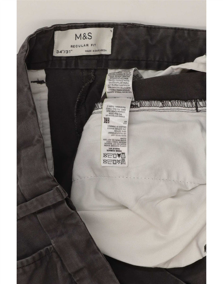Marks & Spencer Herre Regular Fit Chinobukser W34 L30 Grå Bomuld