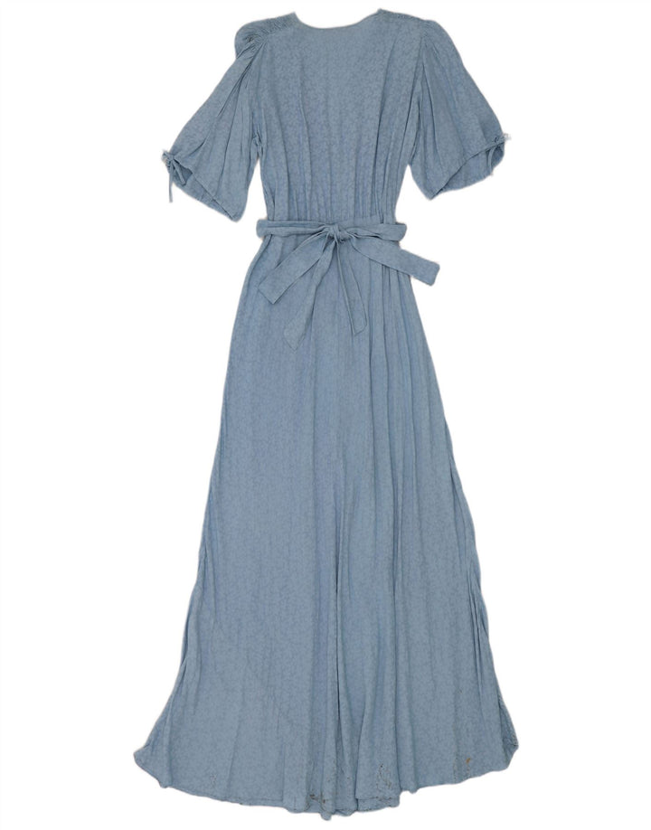 Vintage Dame Maxi Dress UK 12 Medium Blue Floral