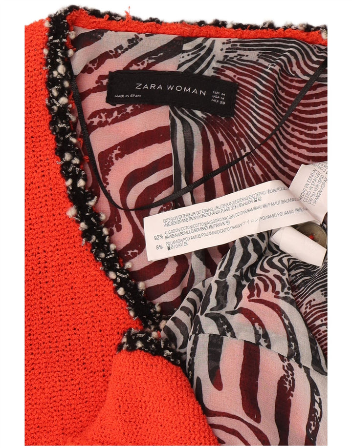 Zara Damestrik 4-knaps blazerjakke UK 12 Medium Orange Bomuld
