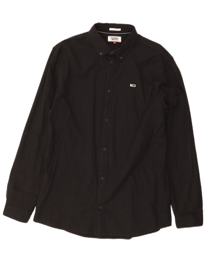 Tommy Hilfiger Herre Slim Fit skjorte Stor sort bomuld