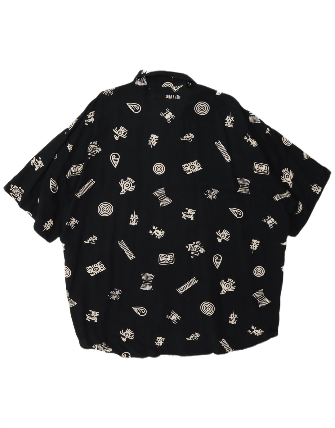 Haupt Herre abstrakt mønster kortærmet skjorte UK 45/46 2XL Navy Blue