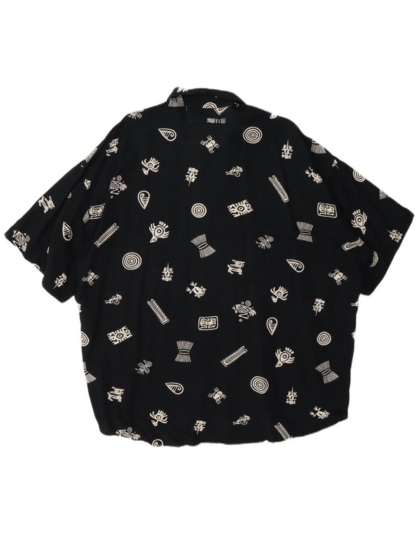 Haupt Herre abstrakt mønster kortærmet skjorte UK 45/46 2XL Navy Blue