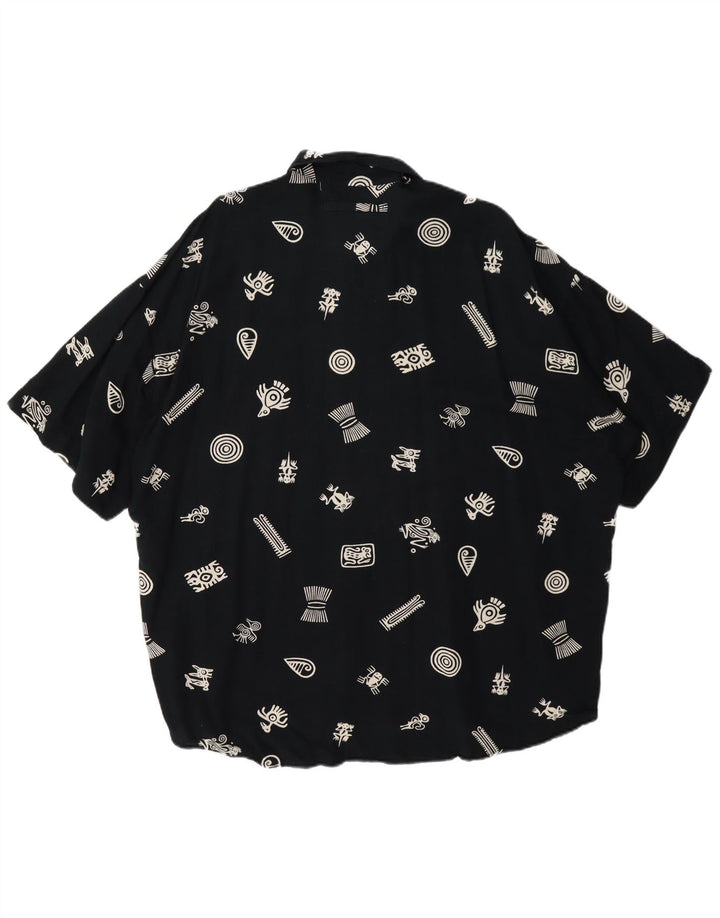 Haupt Herre abstrakt mønster kortærmet skjorte UK 45/46 2XL Navy Blue