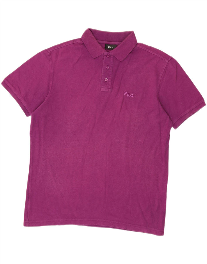 FILA Mens Polo Shirt Medium Purple Cotton