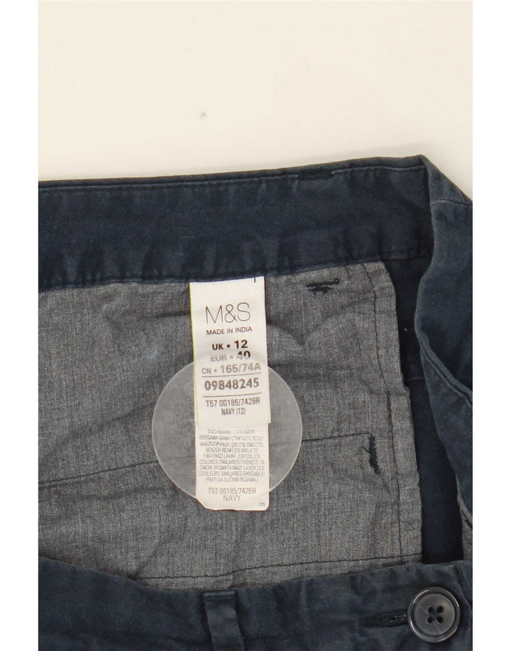 Marks & Spencer Chino Shorts til kvinder UK 12 Medium W31 Marineblå Bomuld