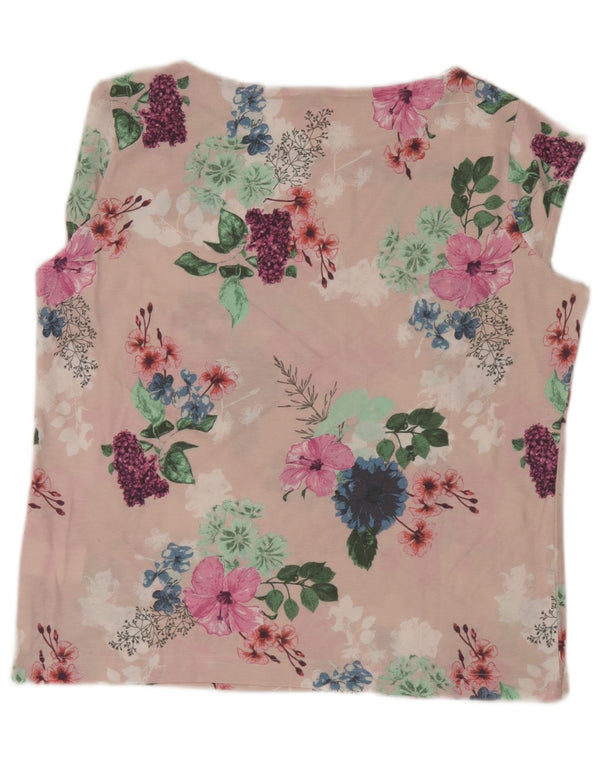 Alessa W Dame Ærmeløs Vest Top UK 16 Large Pink Floral Bomuld