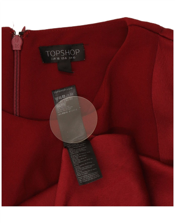 Topshop Dame Shift Dress UK 10 Lille Rød Polyester