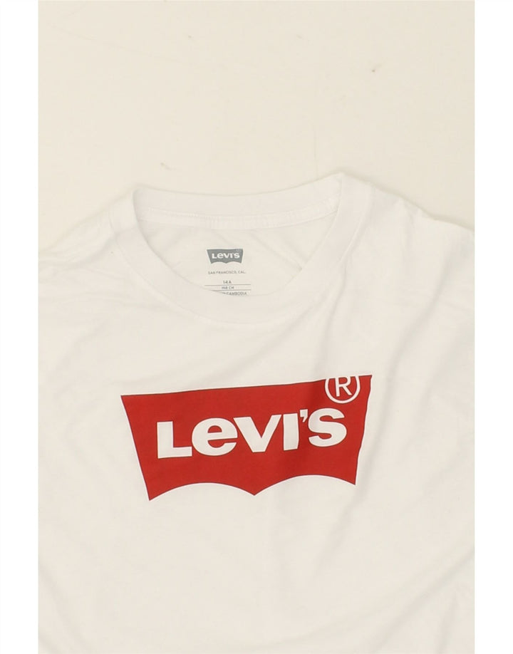 LEVI'S Girls Graphic Top Long Sleeve 13-14 Years White Cotton Vintage Levi's and Second-Hand Levi's from Messina Hembry 