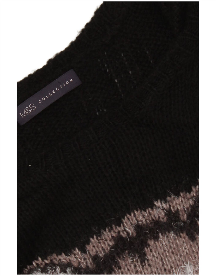 Marks & Spencer Dame Grafisk Boat Neck Jumper Sweater UK 14 Medium Black