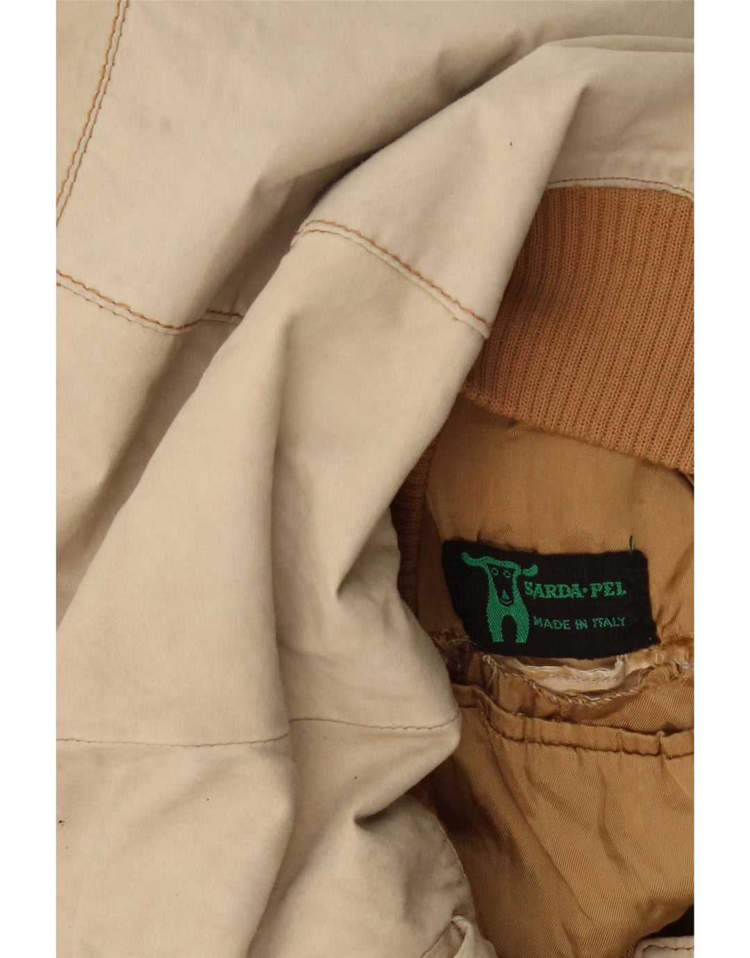 Vintage dame bomber læderjakke UK 14 Medium Beige