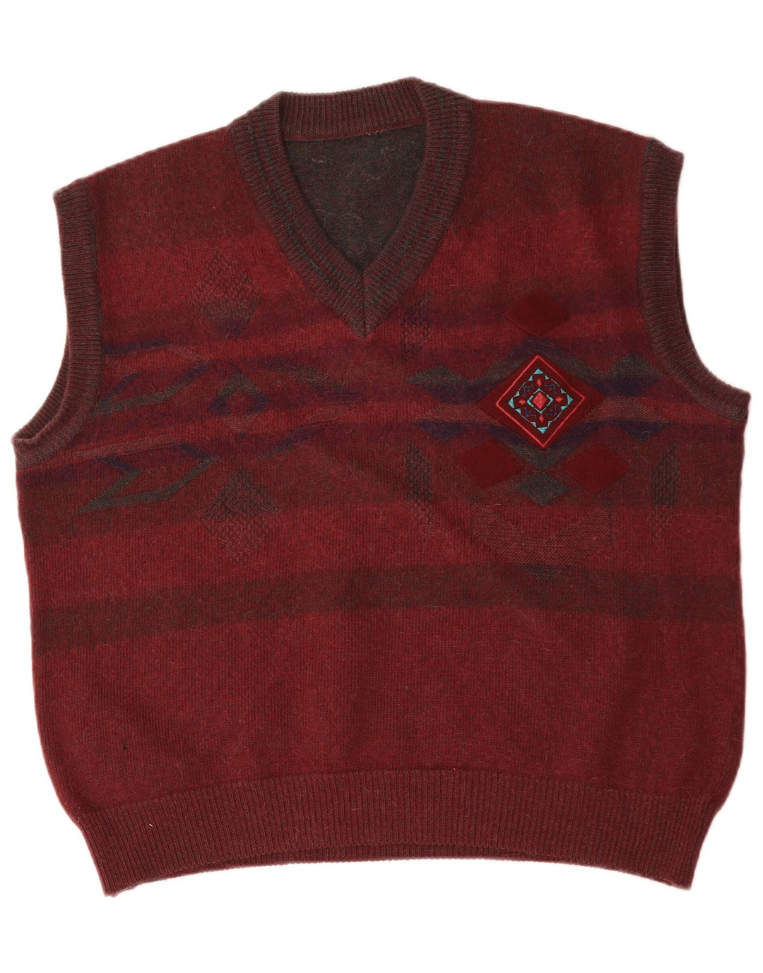 Vintage herrevest tanktop stor bordeaux stribet