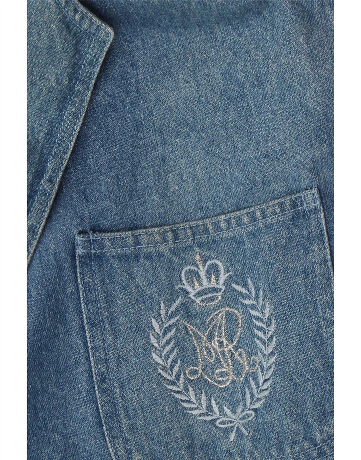 Vintage Dame 2 Button Denim Blazer Jacket UK 18 XL Blå