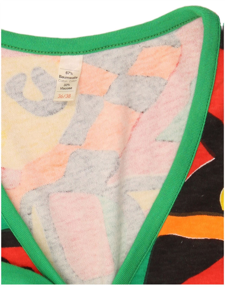 VINTAGE Damevest Top EU 36/38 Lille flerfarvet geometrisk bomuld