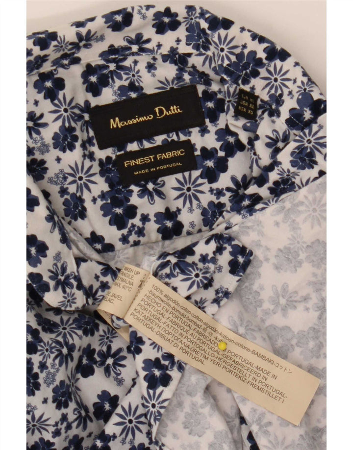 Massimo Dutti Herreskjorte XL Blå Blomsterbomuld