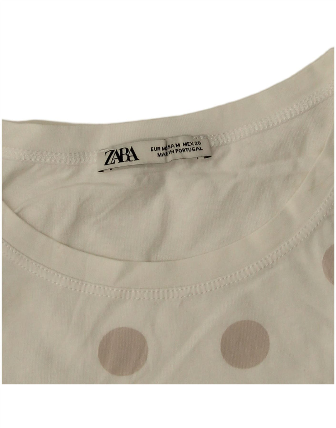 Zara T-Shirt Top UK 14 Medium White Polka Dot