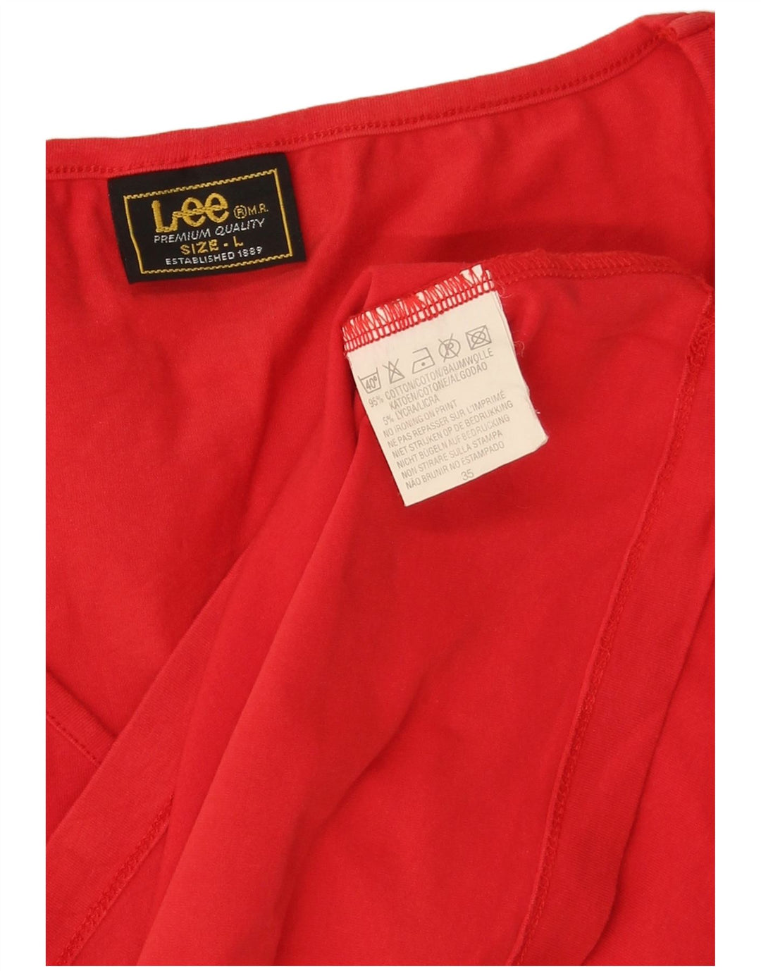 Lee Womens Crop Vest Top UK 14 Large Red Bomuld