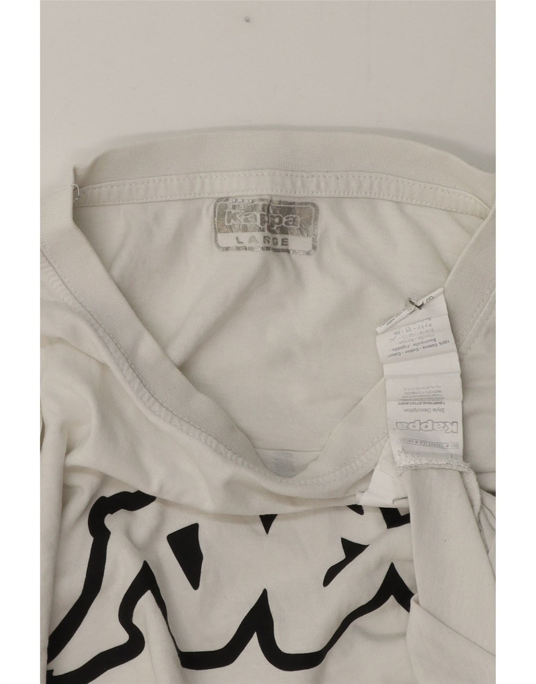 Kappa Herre Grafisk T-Shirt Top Stor Hvid Bomuld