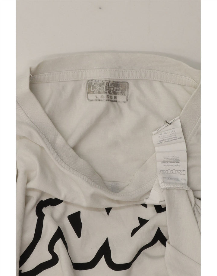 Kappa Herre Grafisk T-Shirt Top Stor Hvid Bomuld