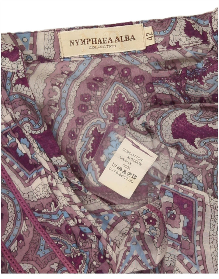 Nymphaea Alba Langærmet Tunika Top IT 42 Medium Lilla Paisley Silke