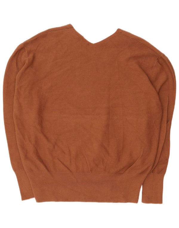 Zara Dame Oversized V-hals sweater UK 16 Stor brun bomuld