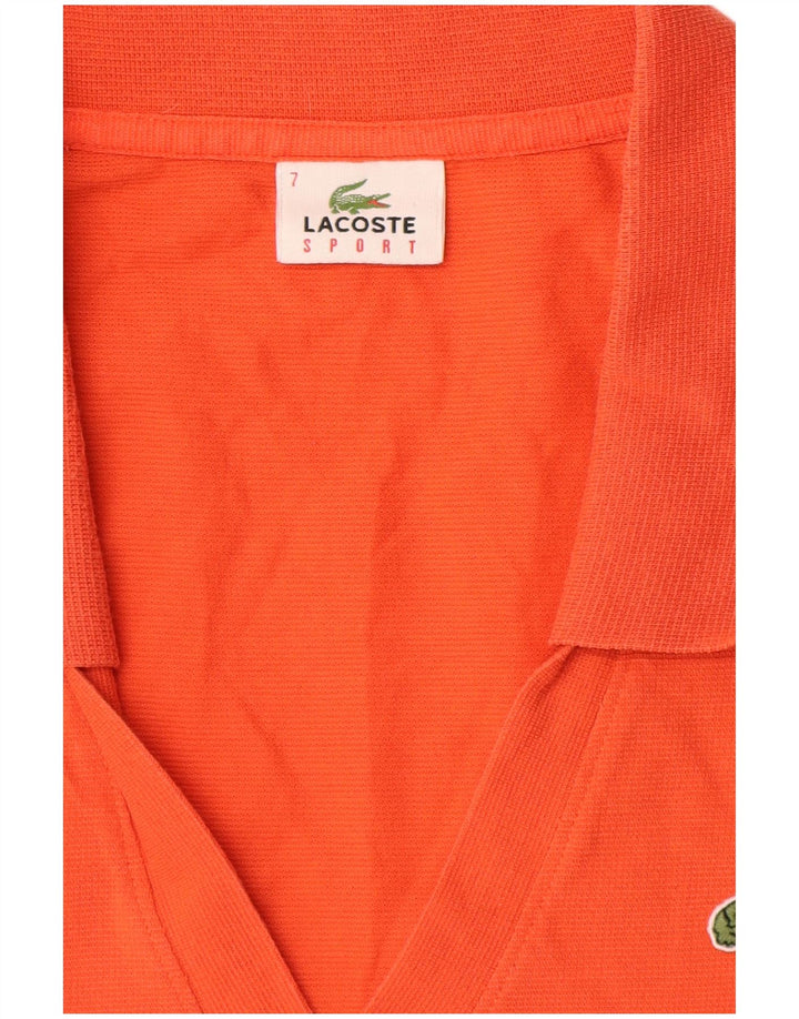 Lacoste Dame ærmeløs polo shirt UK 12 Medium Orange