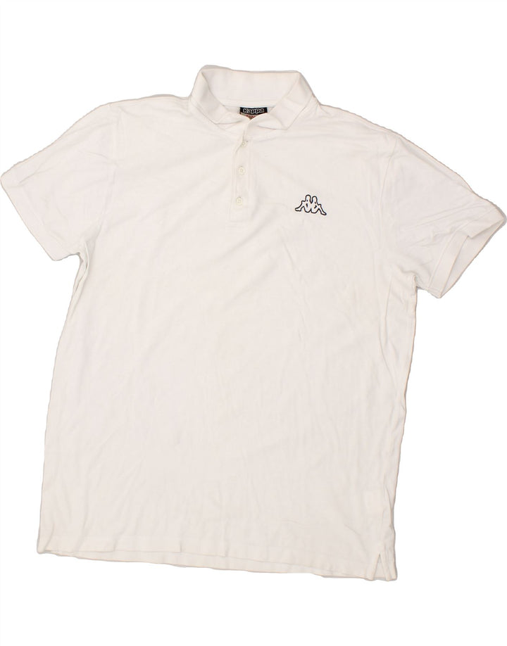 KAPPA Mens Polo Shirt XL White Cotton Vintage Kappa and Second-Hand Kappa from Messina Hembry 
